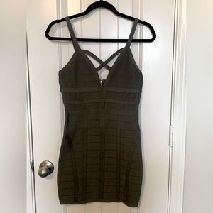 Bebe bandage dress size s olive green.